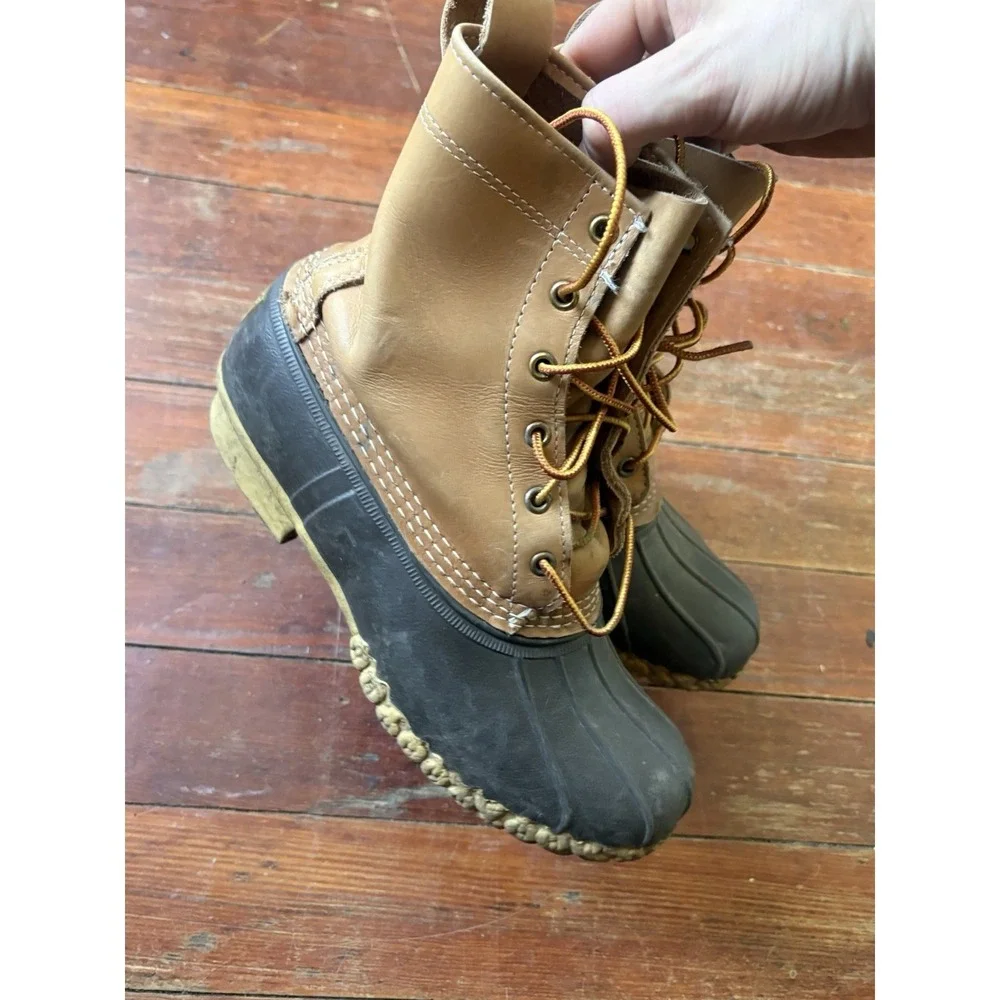 L.L. Bean Bean Boots Men's 8M Brown Leather Rubber Duck Boots USA